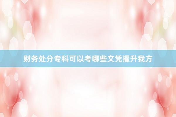 财务处分专科可以考哪些文凭擢升我方