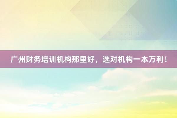 广州财务培训机构那里好，选对机构一本万利！